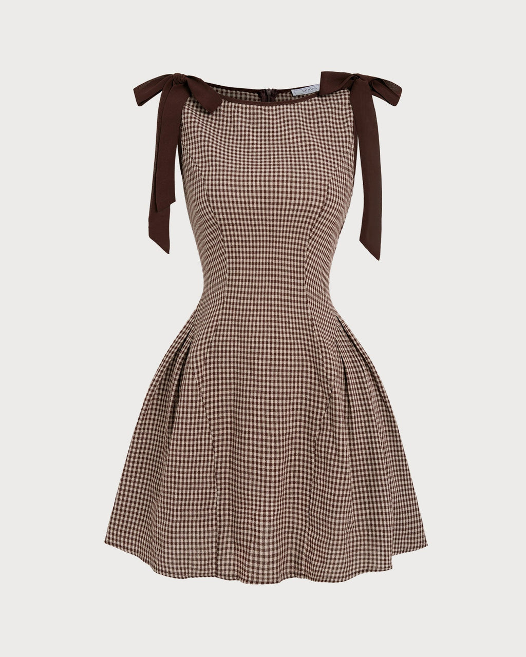 Brun Gingham Band Mini Klänning