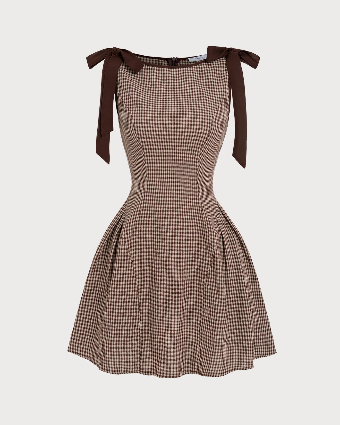 Brun Gingham Band Mini Klänning
