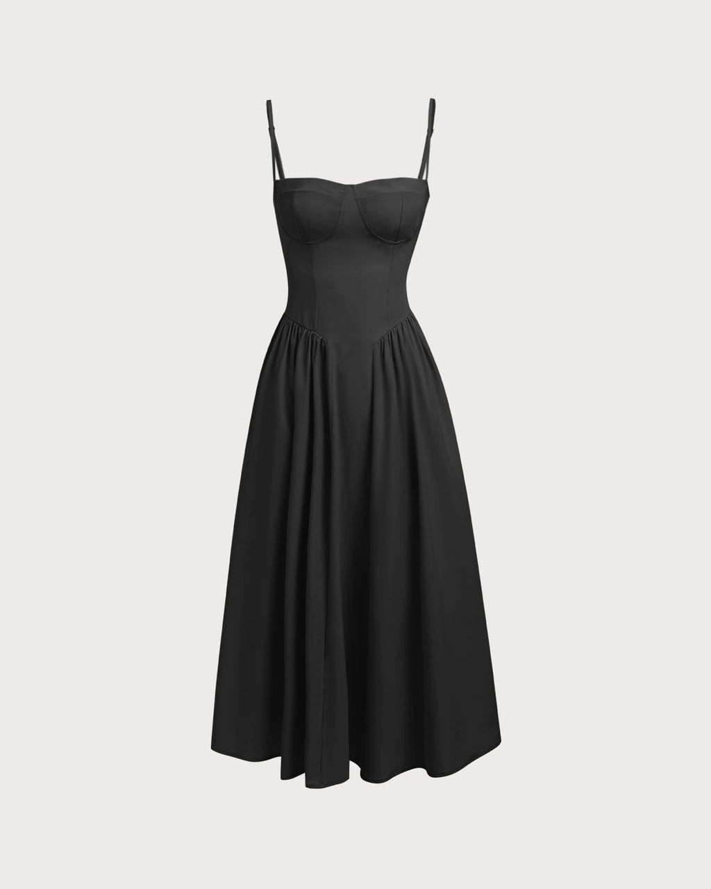 Svart Fyrkantig Halsringning Pocket Slip Midi Klänning