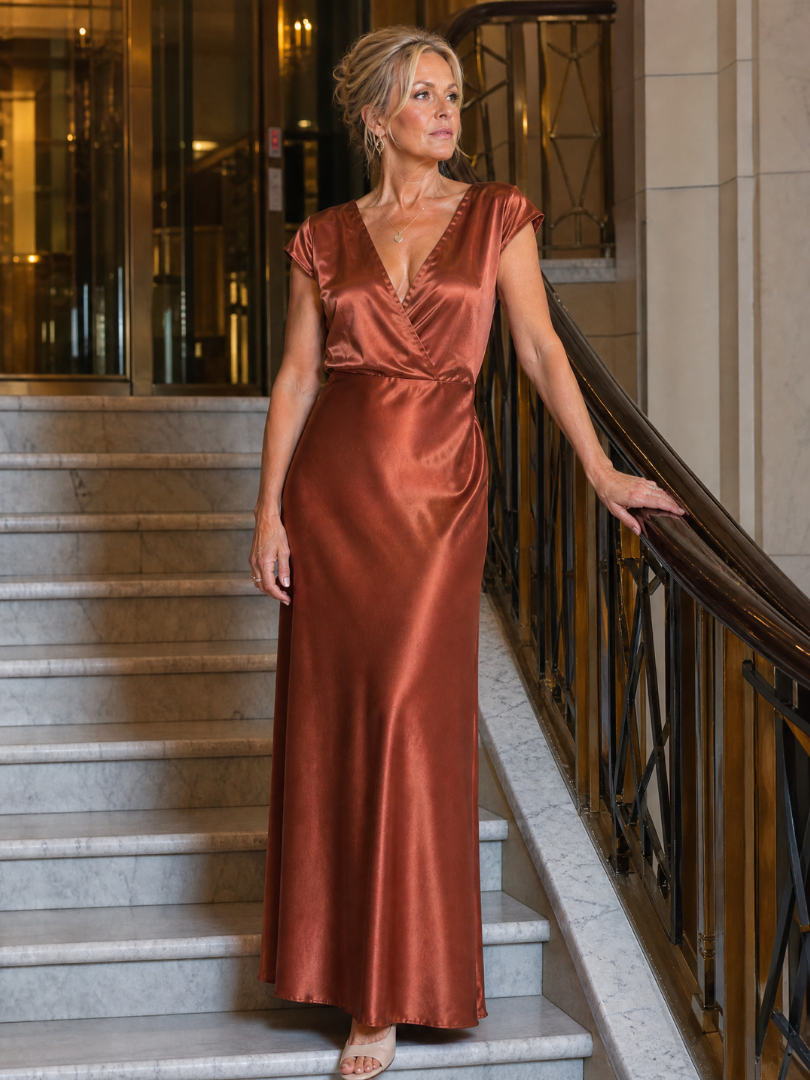 Samouse™ Kappa Ärmar Wrap Bodice Maxi Klänning