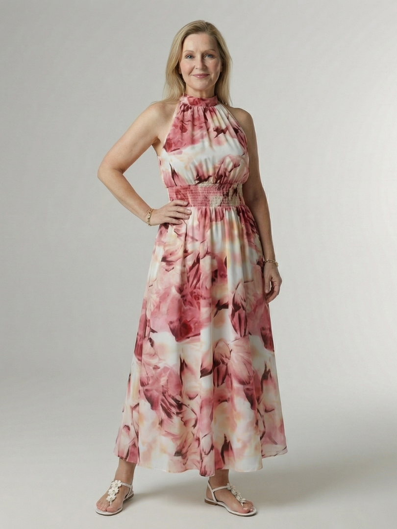 Sylin™ Samlad Halter Midi Klänning