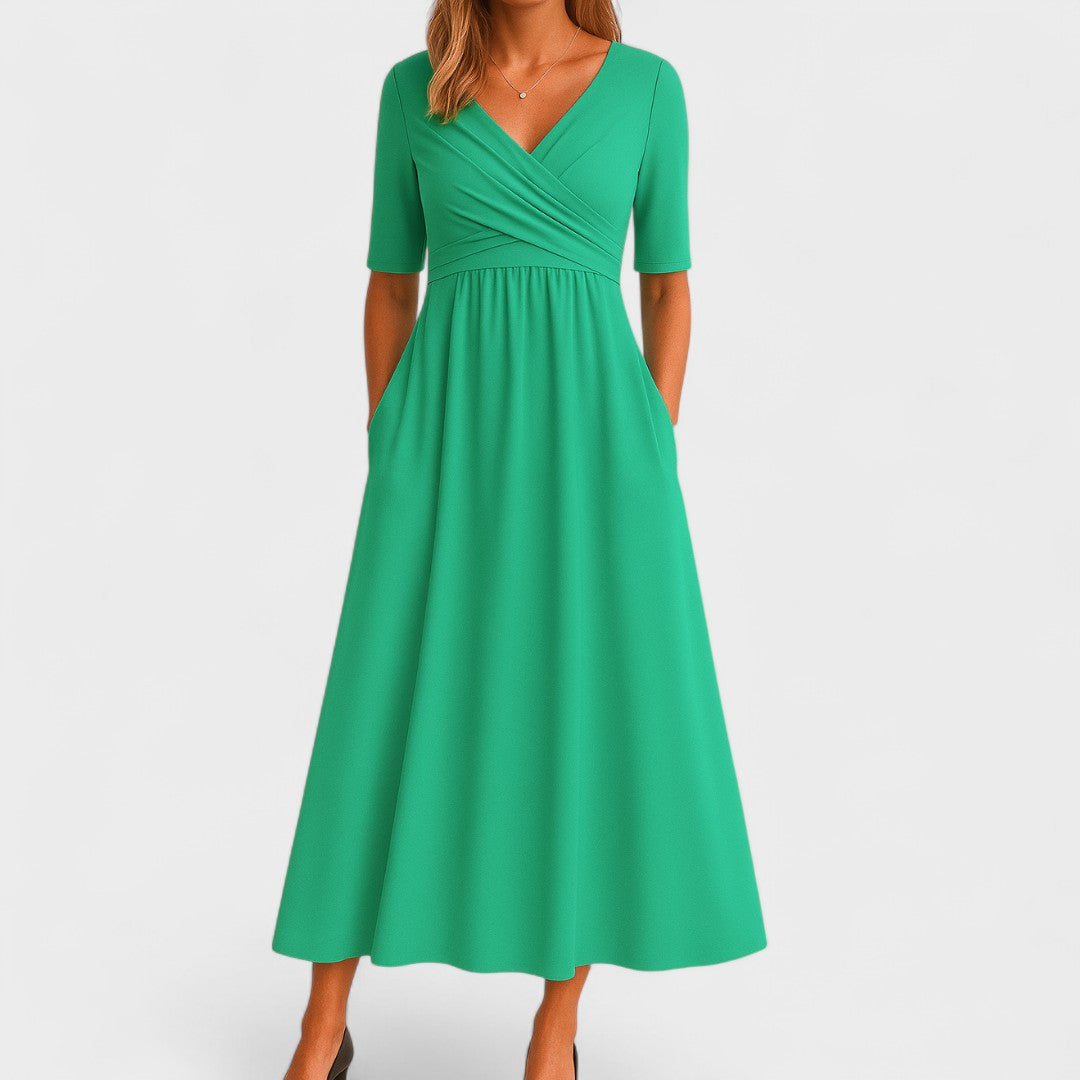 Eleanor | Elegant Midi Klänning med Fickor