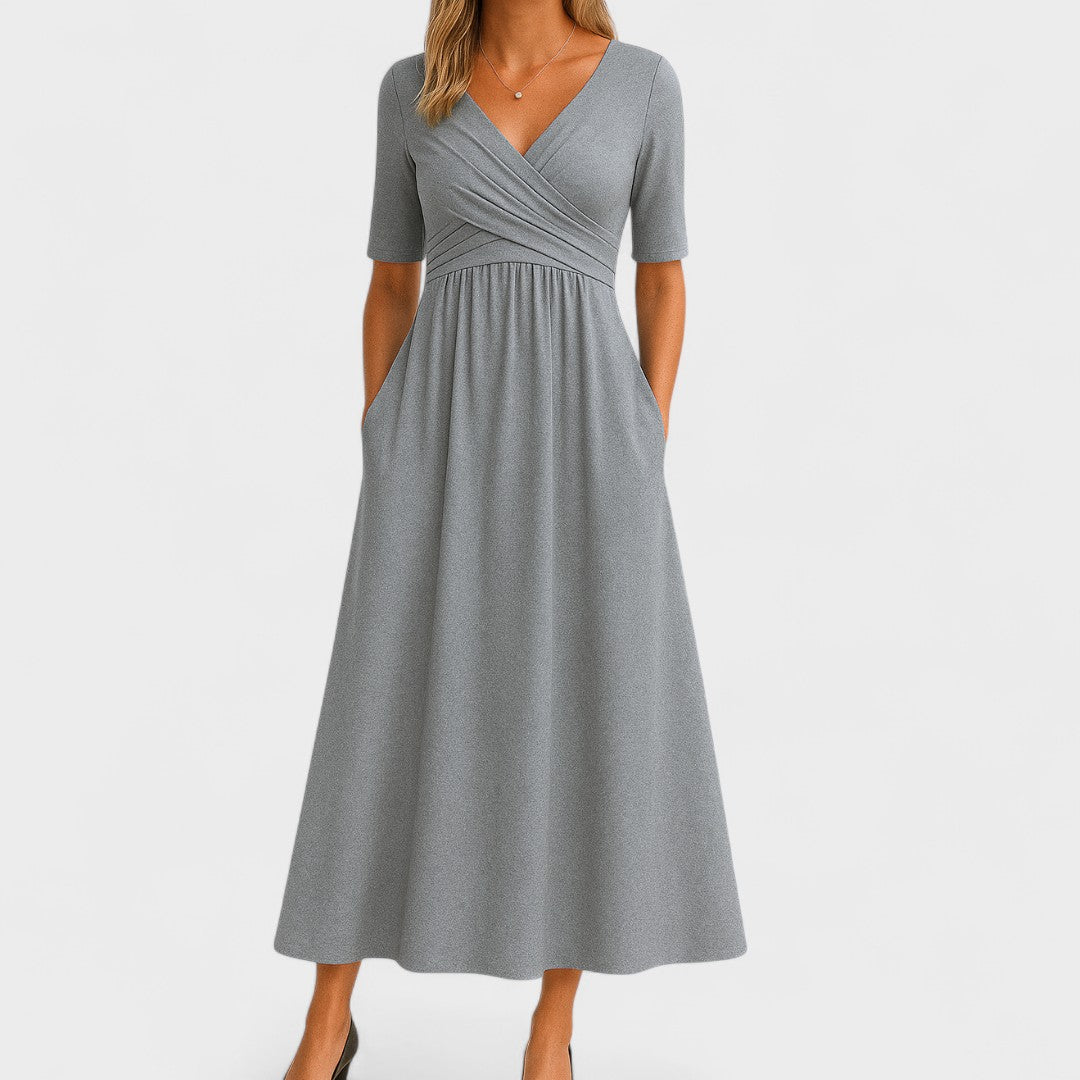 Eleanor | Elegant Midi Klänning med Fickor