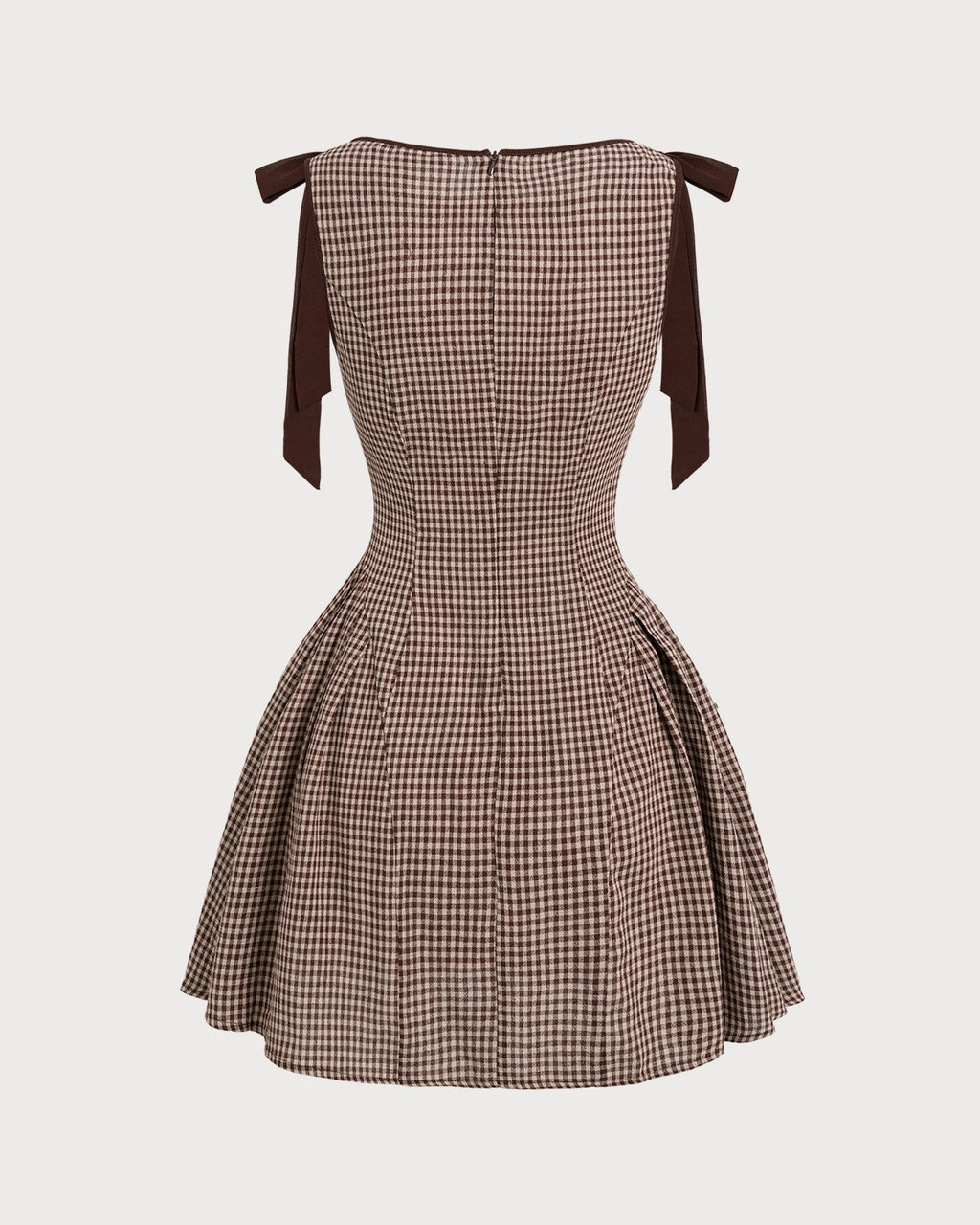 Brun Gingham Band Mini Klänning