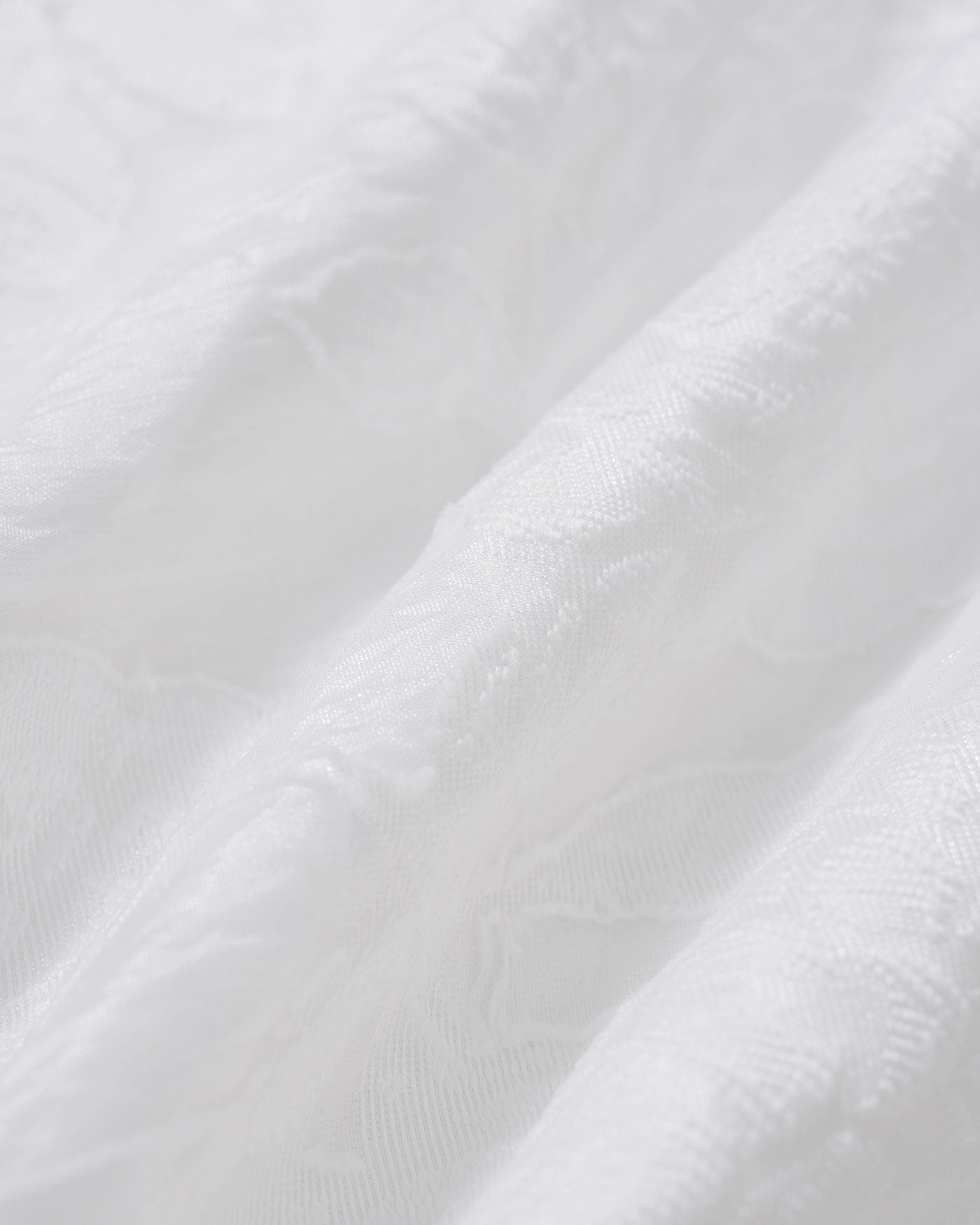 Vit Jacquard Rynkad Slip Midi Klänning