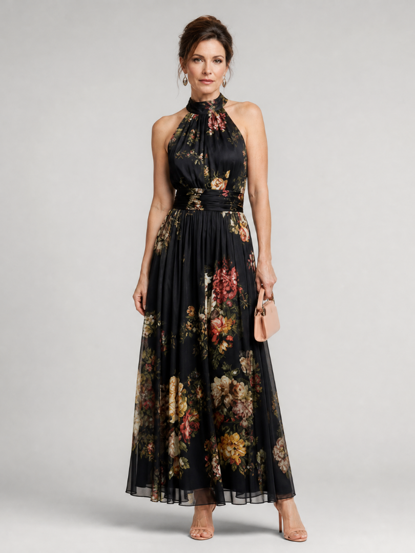 Sior™ Blommig Halterneck Midi Klänning