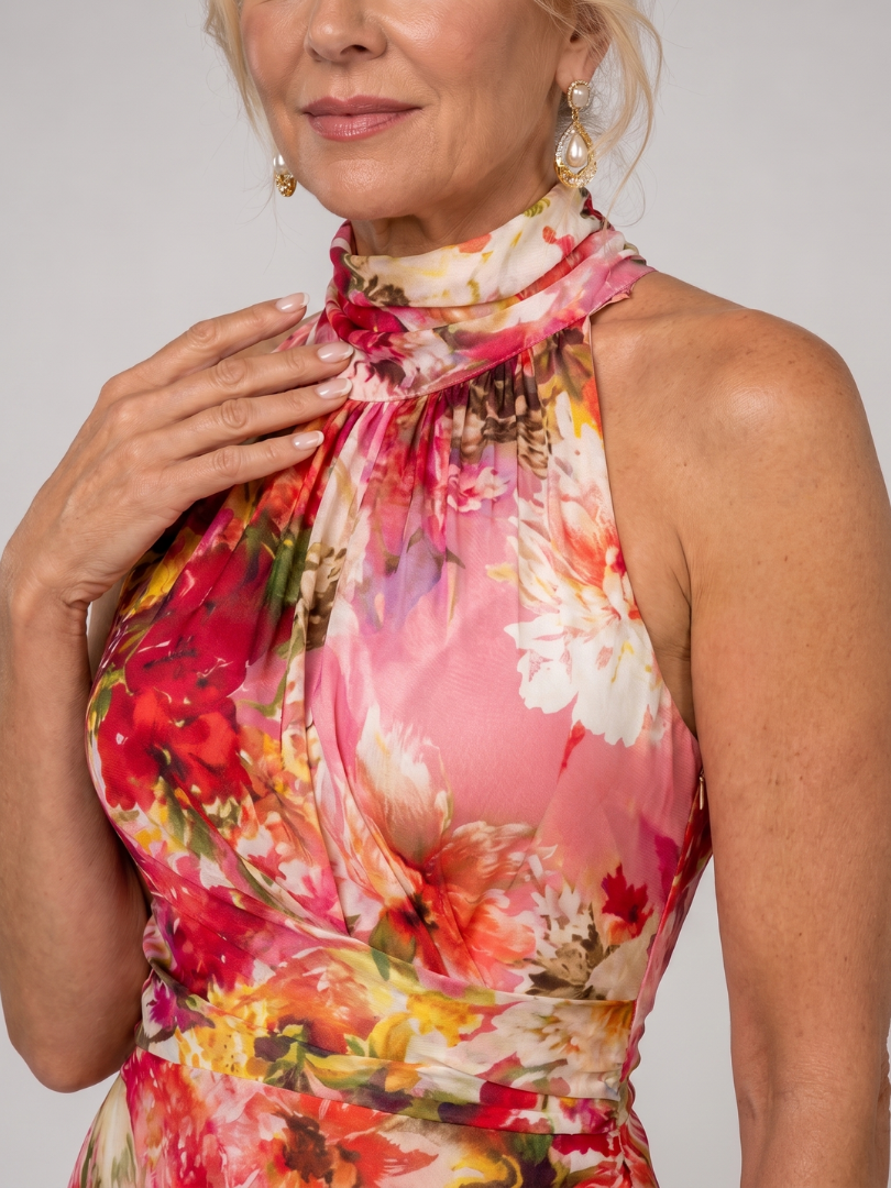 Elisabetta™ Halterneck Blommig Maxiklänning