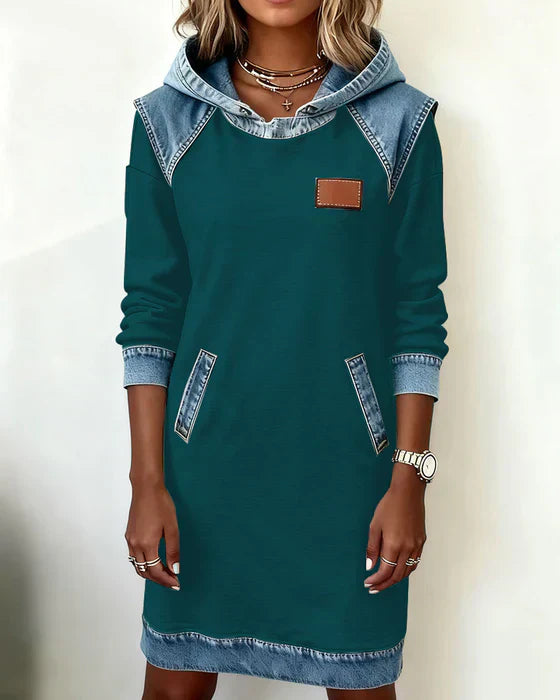Alexa | Cozy Contrast Hoodie Klänning