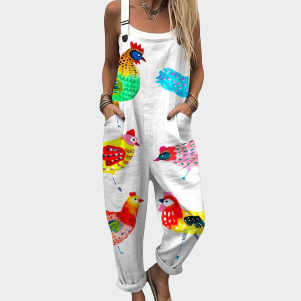 Astrid - Bekväma Tryckta Latzbyxor