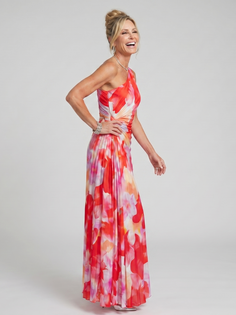 Taya™ En-skulder Plisseret Bodice Midi Klänning