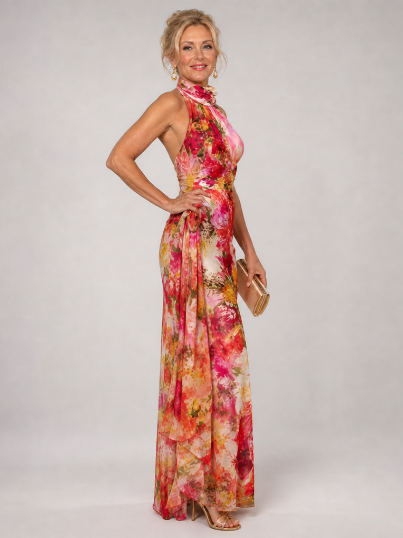 Elisabetta™ Halterneck Blomsterprint Maxi Klänning