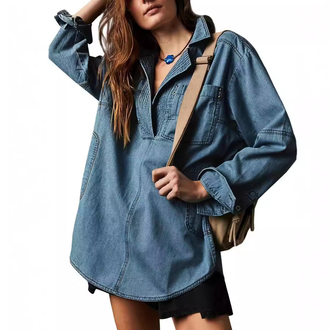 Emilia | Chic V-hals Denim Tunika Top