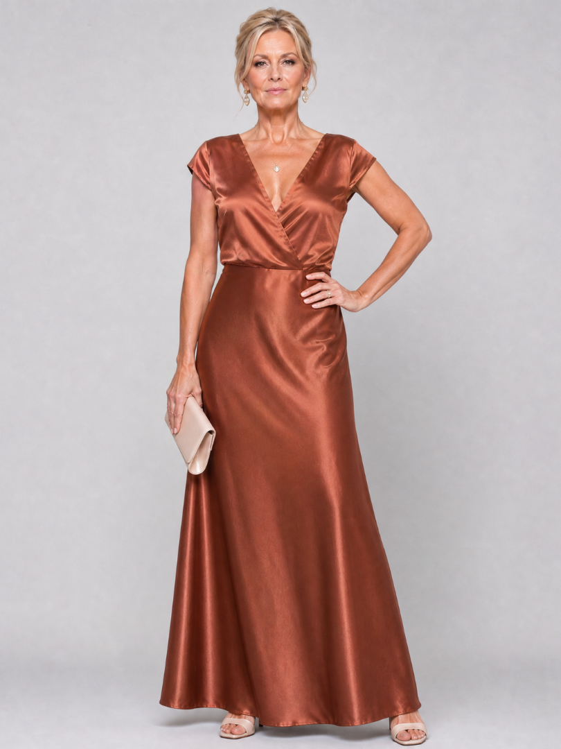 Samouse™ Kappa Ärmar Wrap Bodice Maxi Klänning