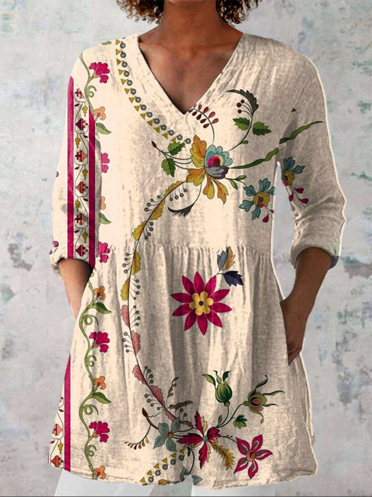 Clara | Lång Blus med V-Hals