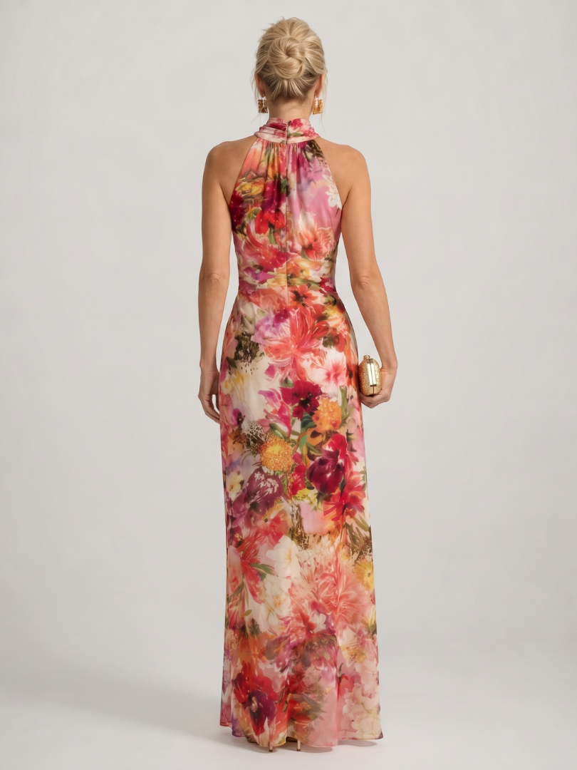 Elisabetta™ Halterneck Blommig Maxiklänning