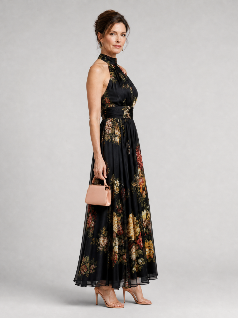Sior™ Blommig Halterneck Midi Klänning