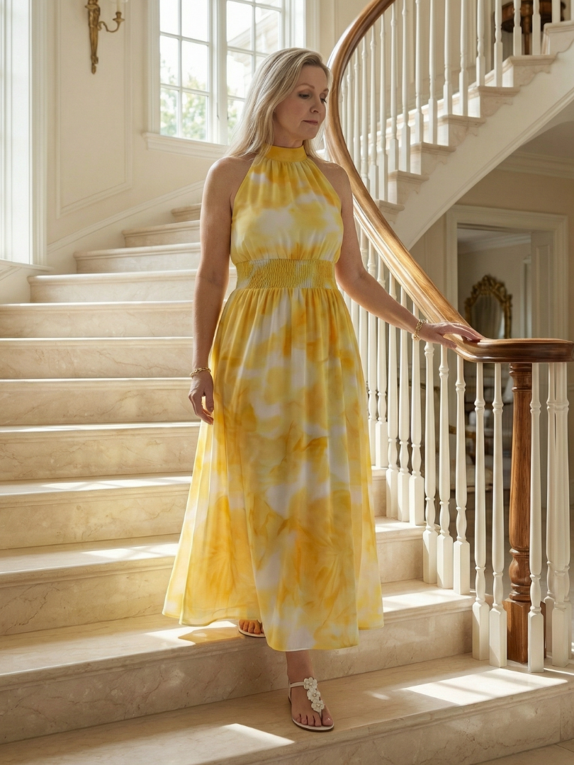 Sylin™ Samlad Halter Midi Klänning