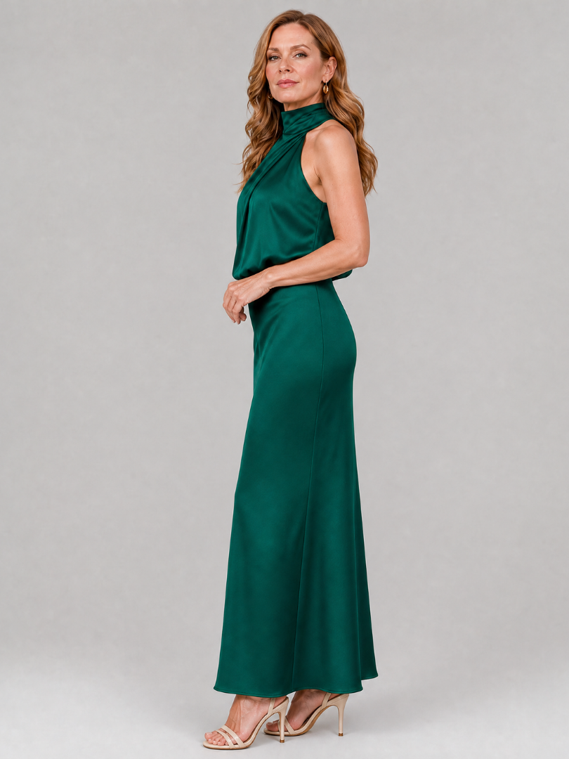 Nopal™ Ärmlös Draperad Midi Klänning