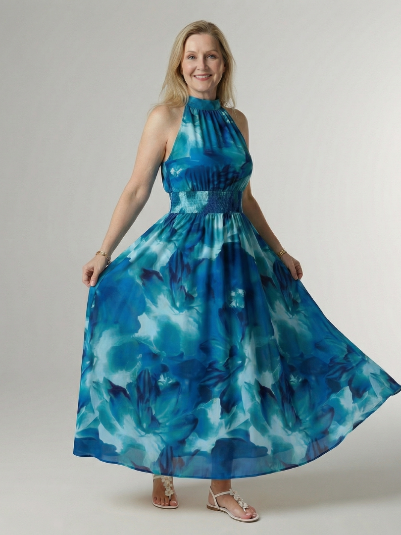 Sylin™ Samlad Halter Midi Klänning