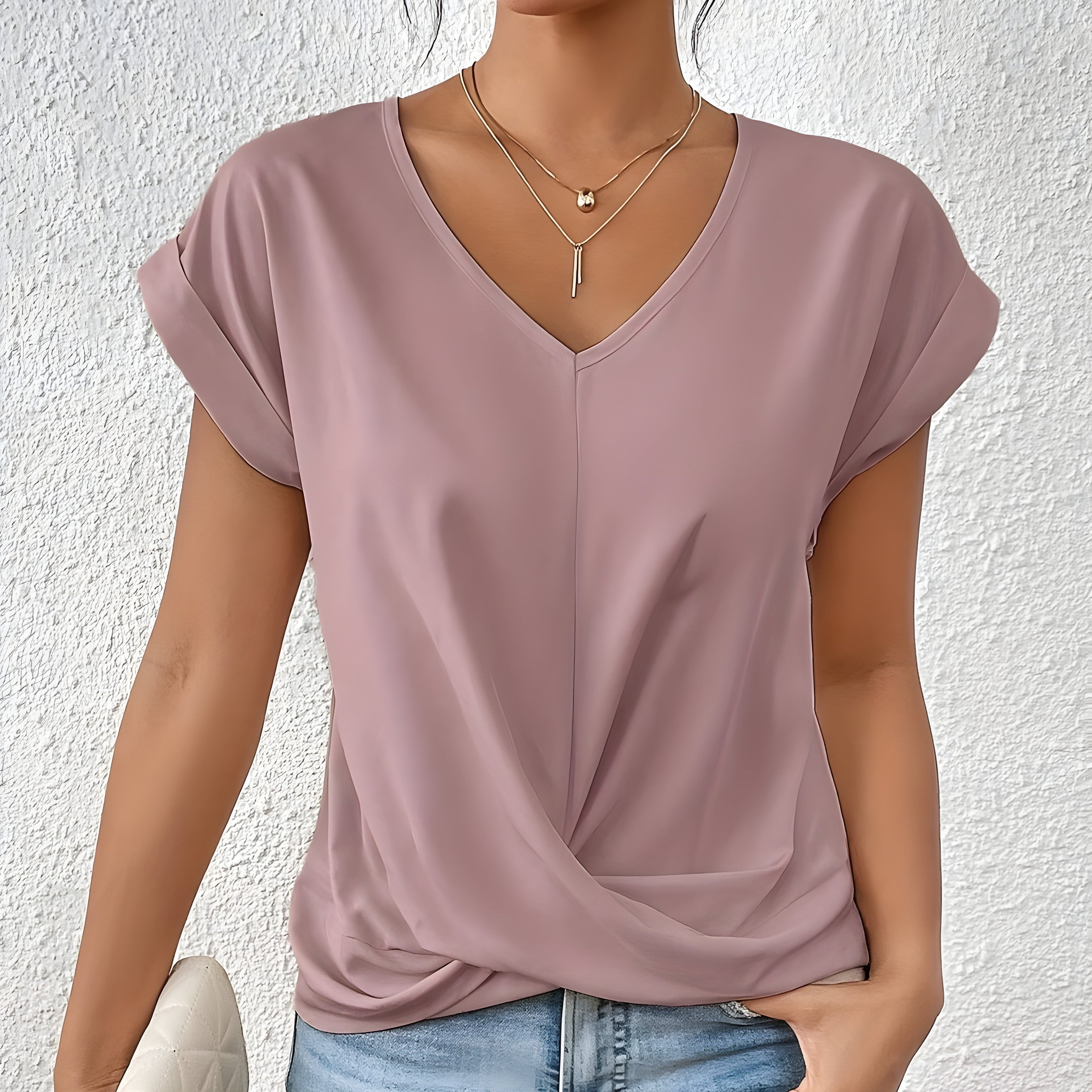 BELLA | Klassisk Twist Detalj V-Hals Top