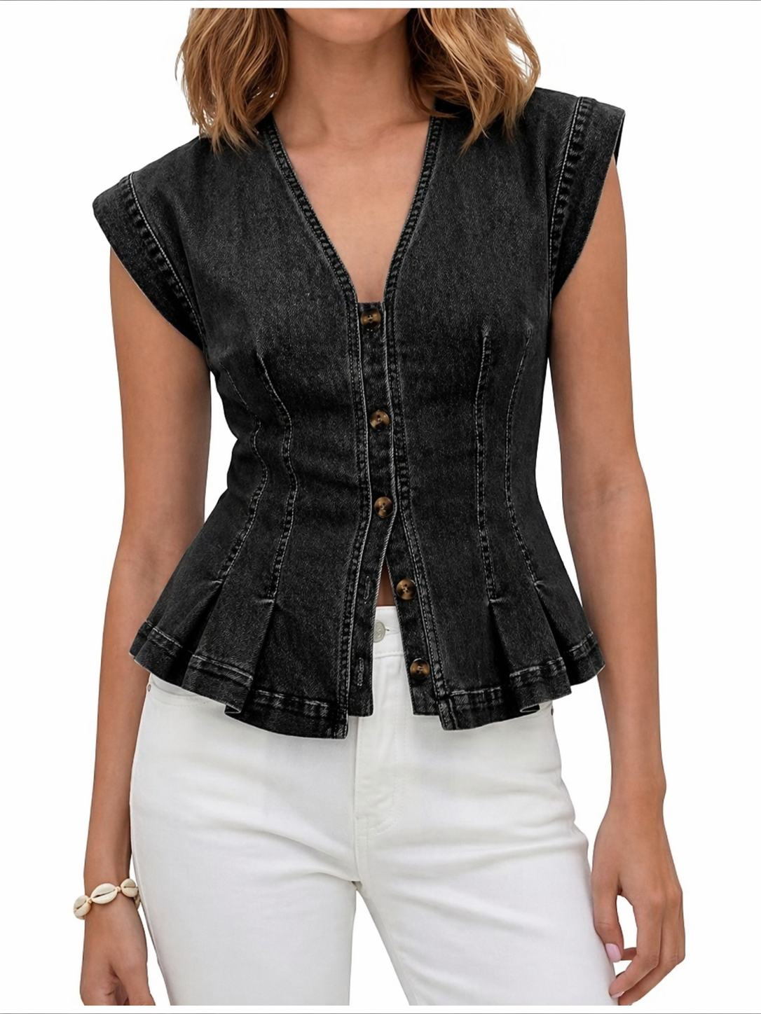 Viera | V-Hals Denim Topp