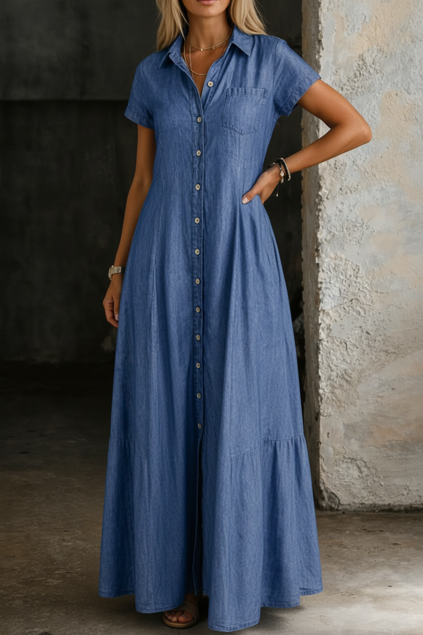 Eliza | Lång Denim Klänning