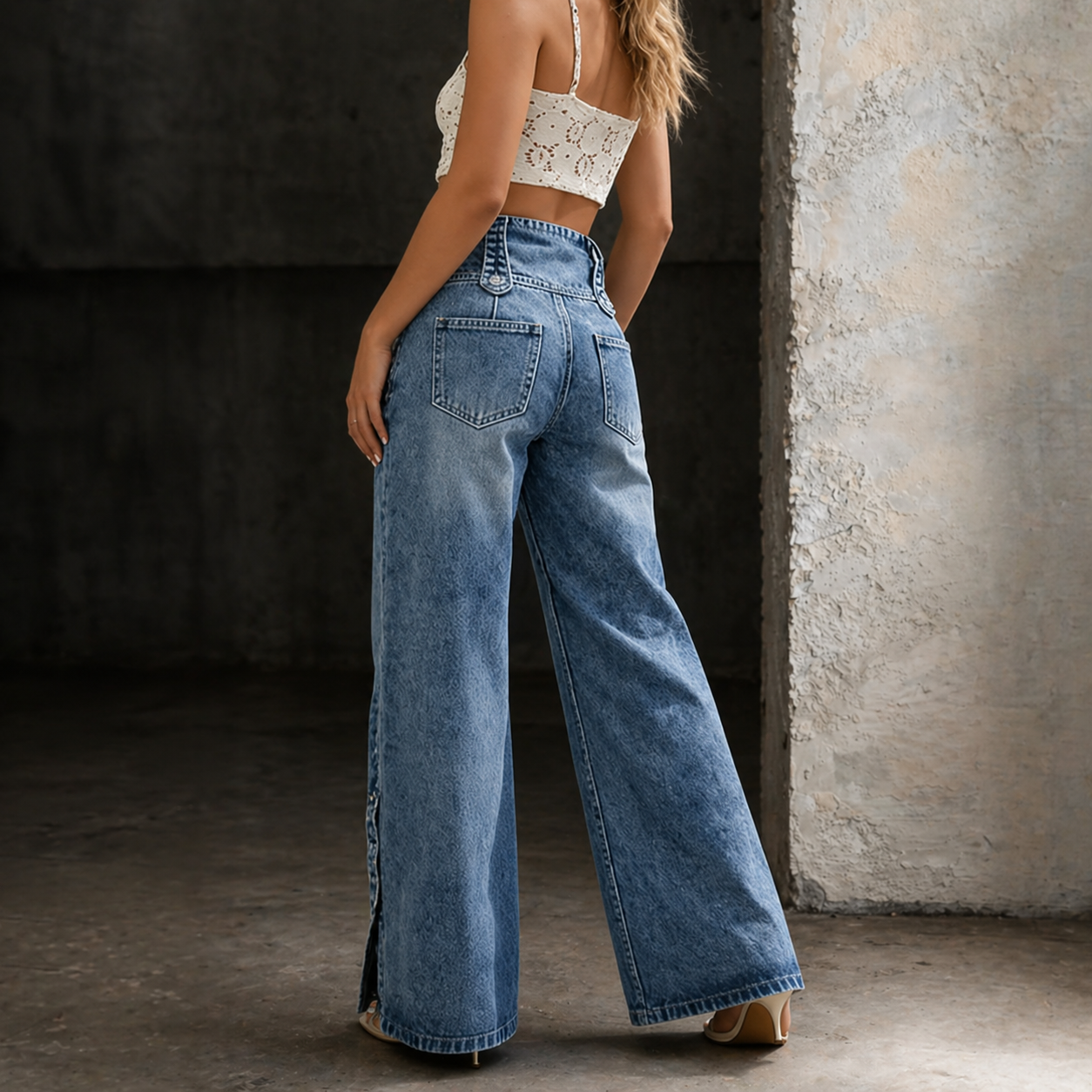 Mia | Hög Midja Slitna Jeans