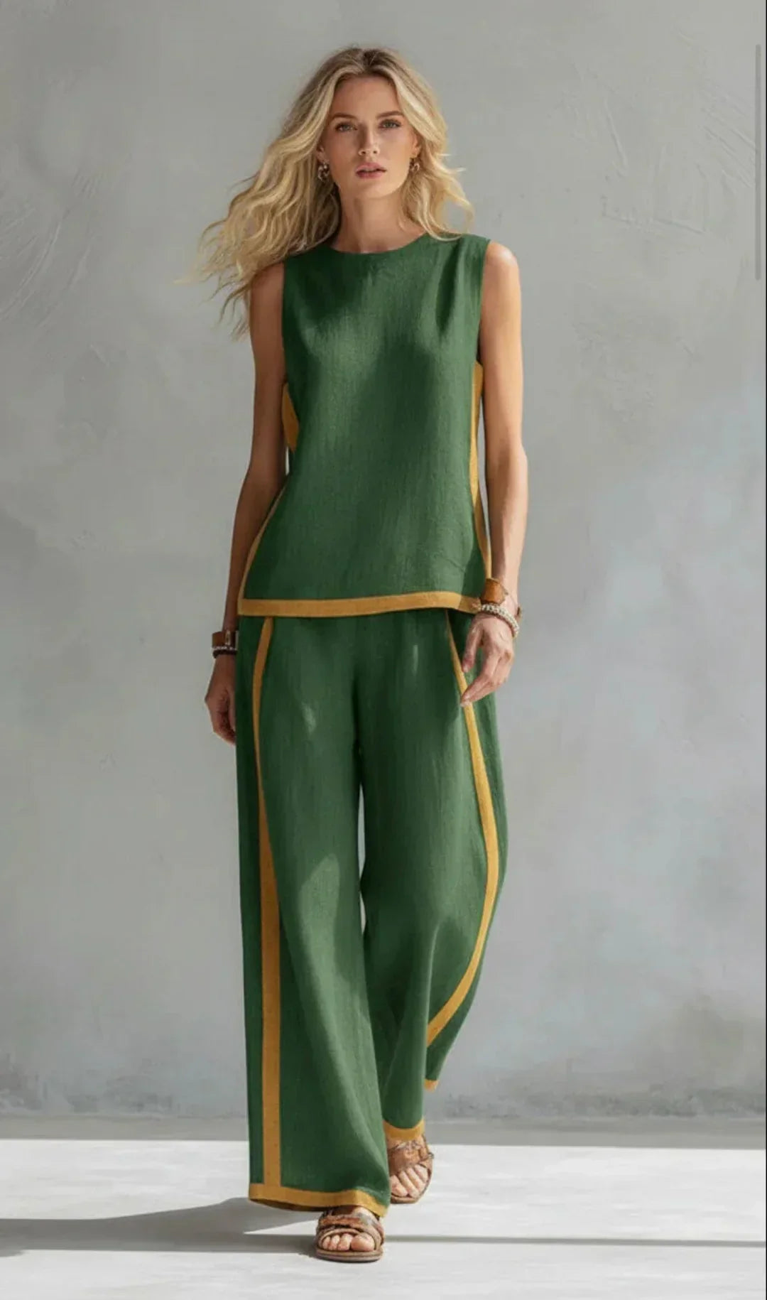 Ursula – Ensemble väst och byxor chic-casual med bicolora detaljer