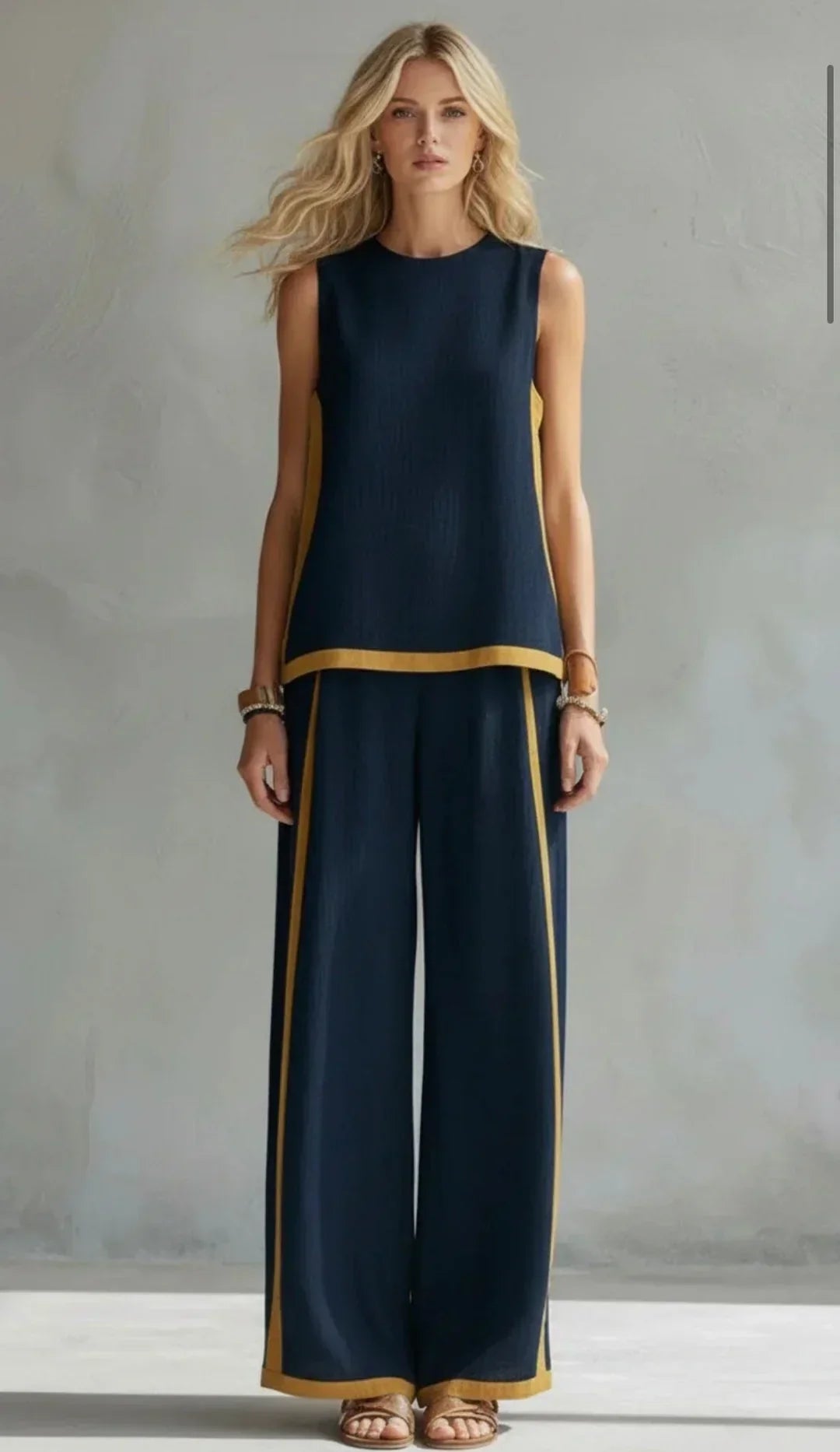 Ursula – Ensemble väst och byxor chic-casual med bicolora detaljer