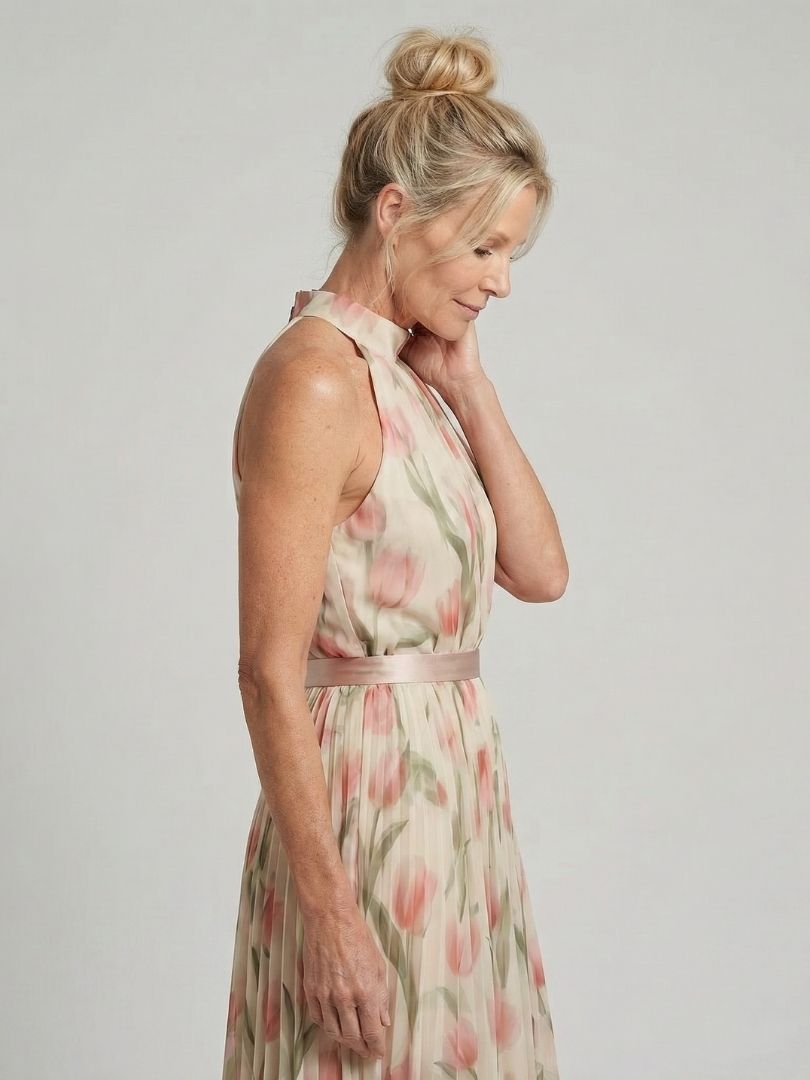 Aurelle™ Halterneck Blomster Midi Klänning