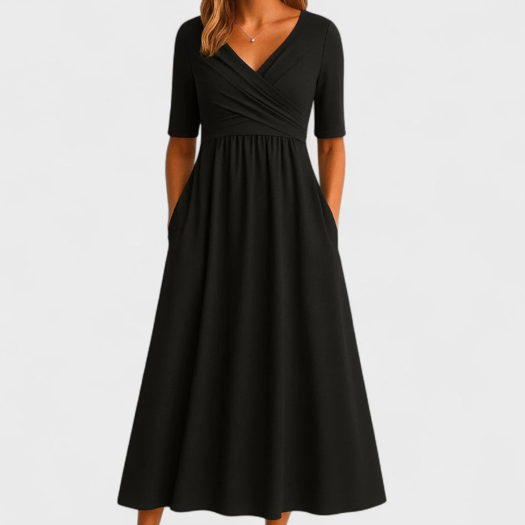 Eleanor | Elegant Midi Klänning med Fickor