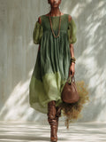 Grön Chiffon Off Shoulder Kortärmad Midi Klänning