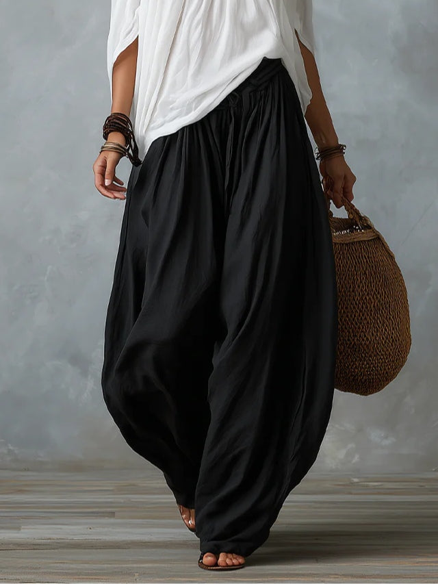 Vit Off-shoulder Top och Löst sittande Lanternbyxor Set