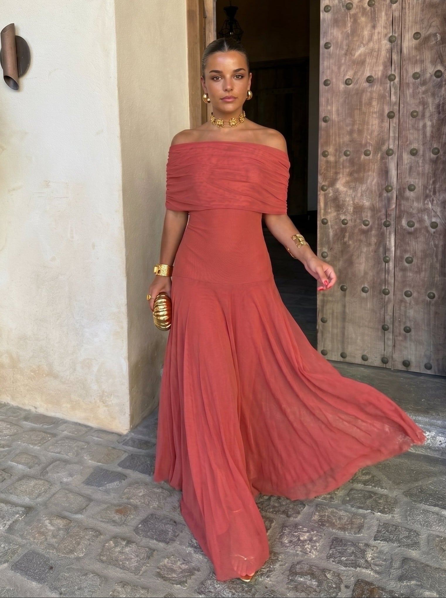 Elegant Klänning Simba i Silketyll - Maison Claire och Sylvie