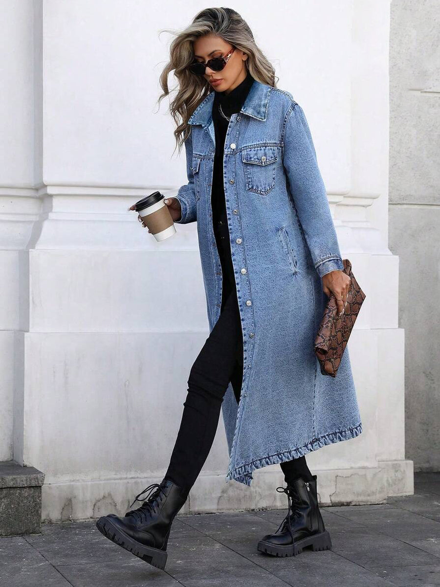 Maya | Stilig Lång Denimjacka