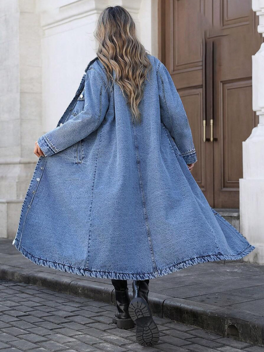 Maya | Stilig Lång Denimjacka