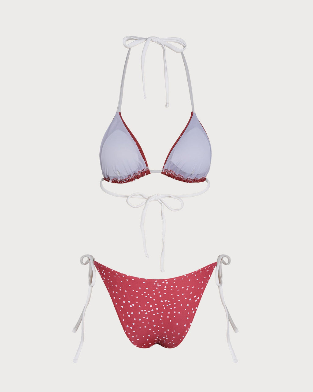 Röd Prickig Bikini Set