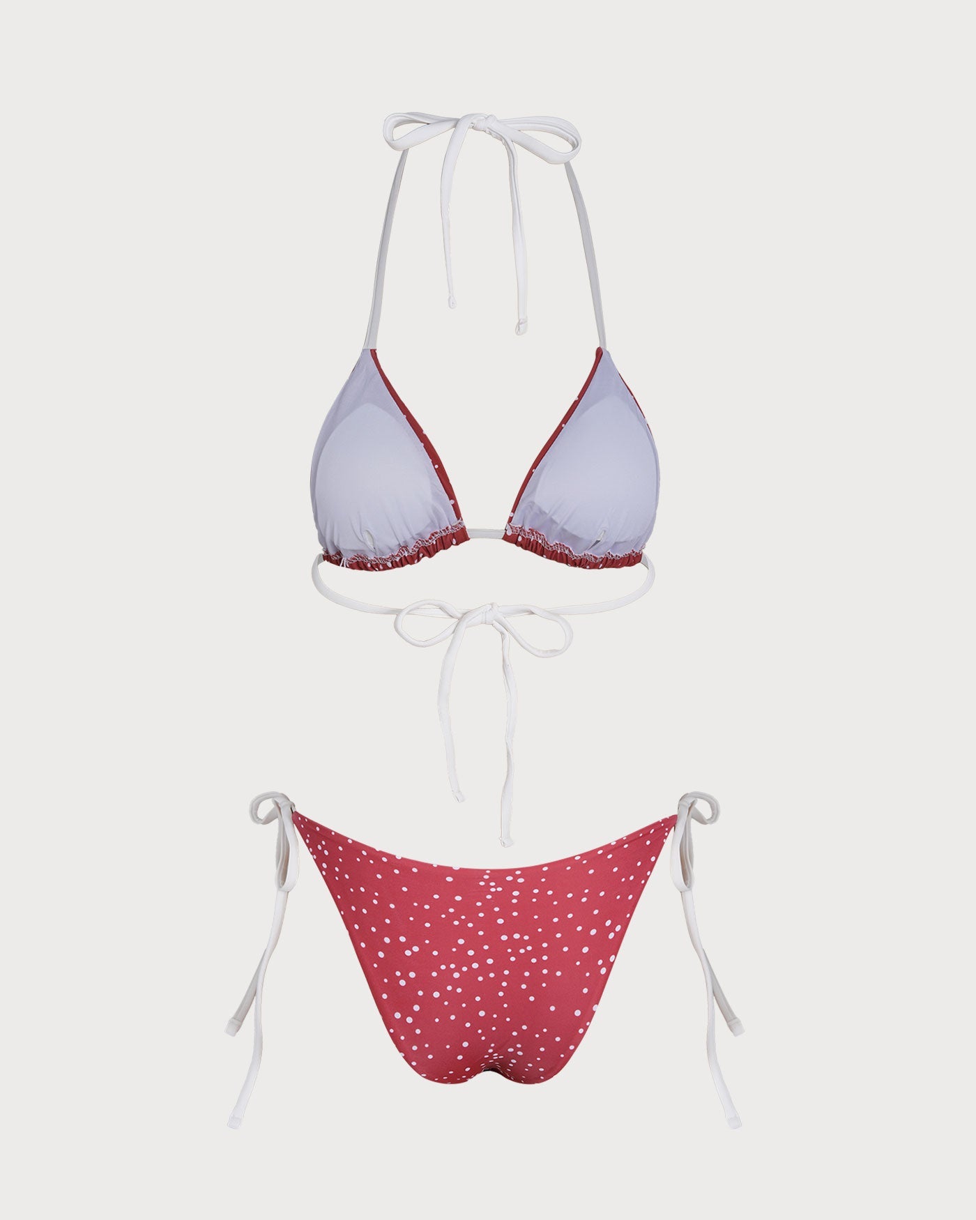 Röd Prickig Bikini Set