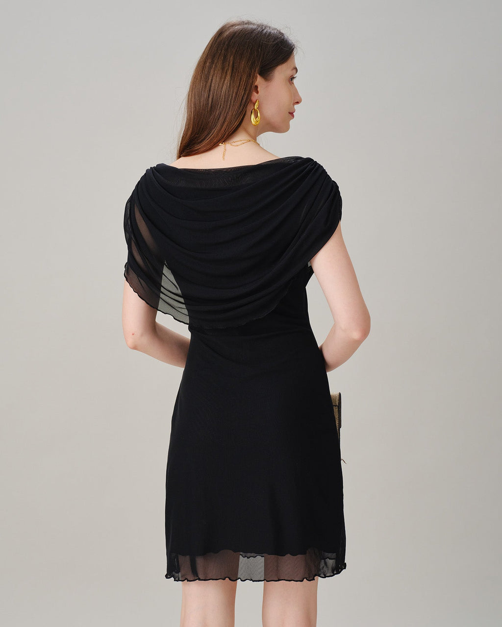 Svart Cowl Neck Ärmless Mini Klänning