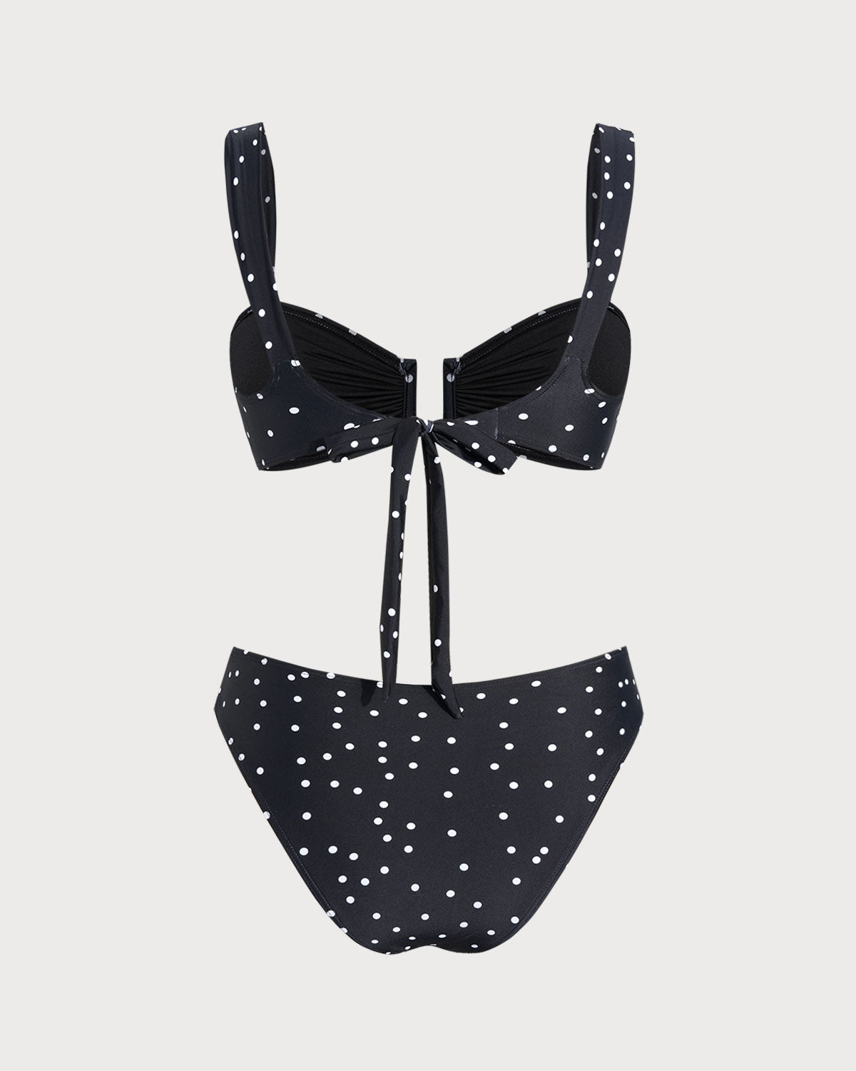 Svart Prickig Bandeau Bikini Set