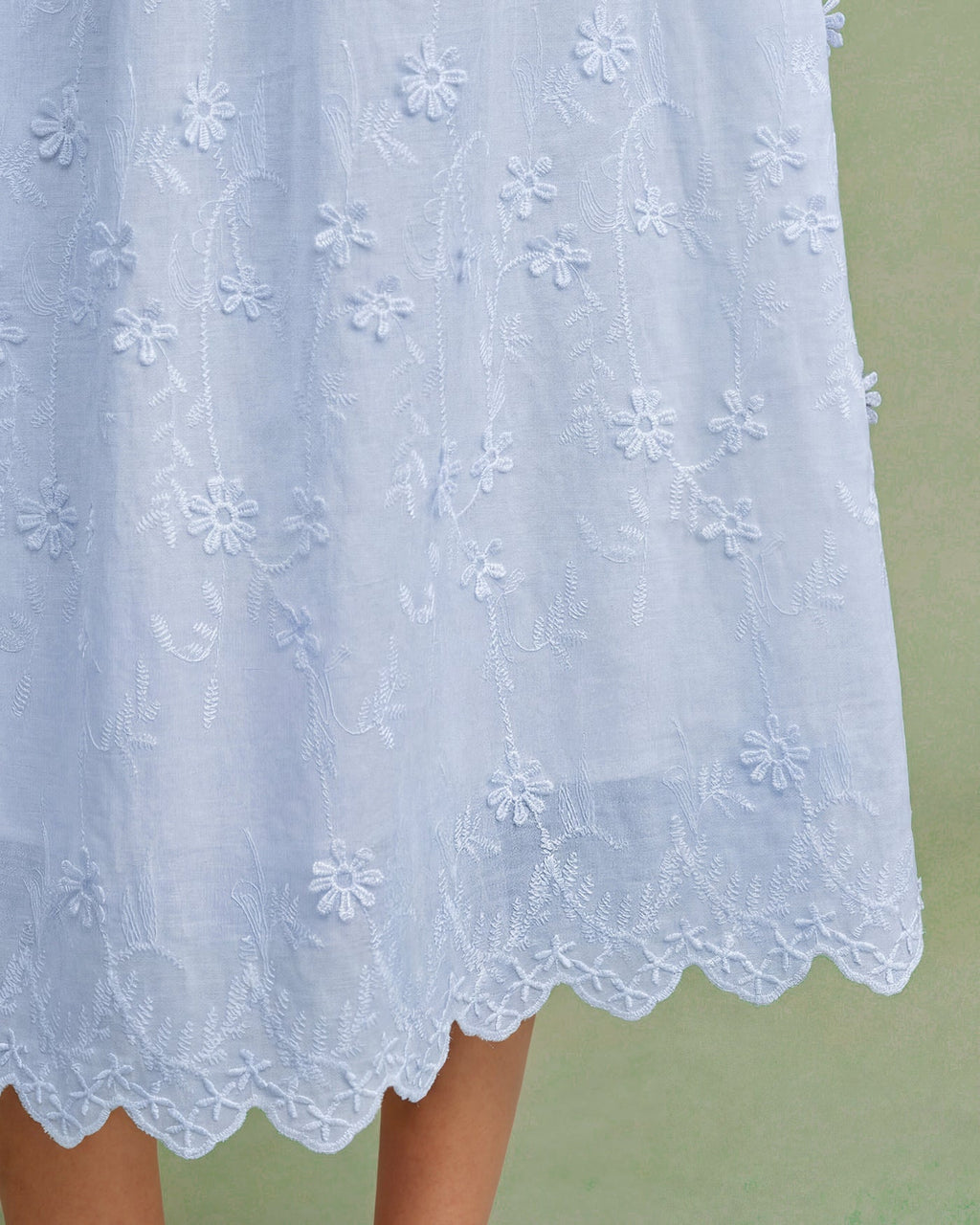 Blå Blommig Texturerad Midi Klänning