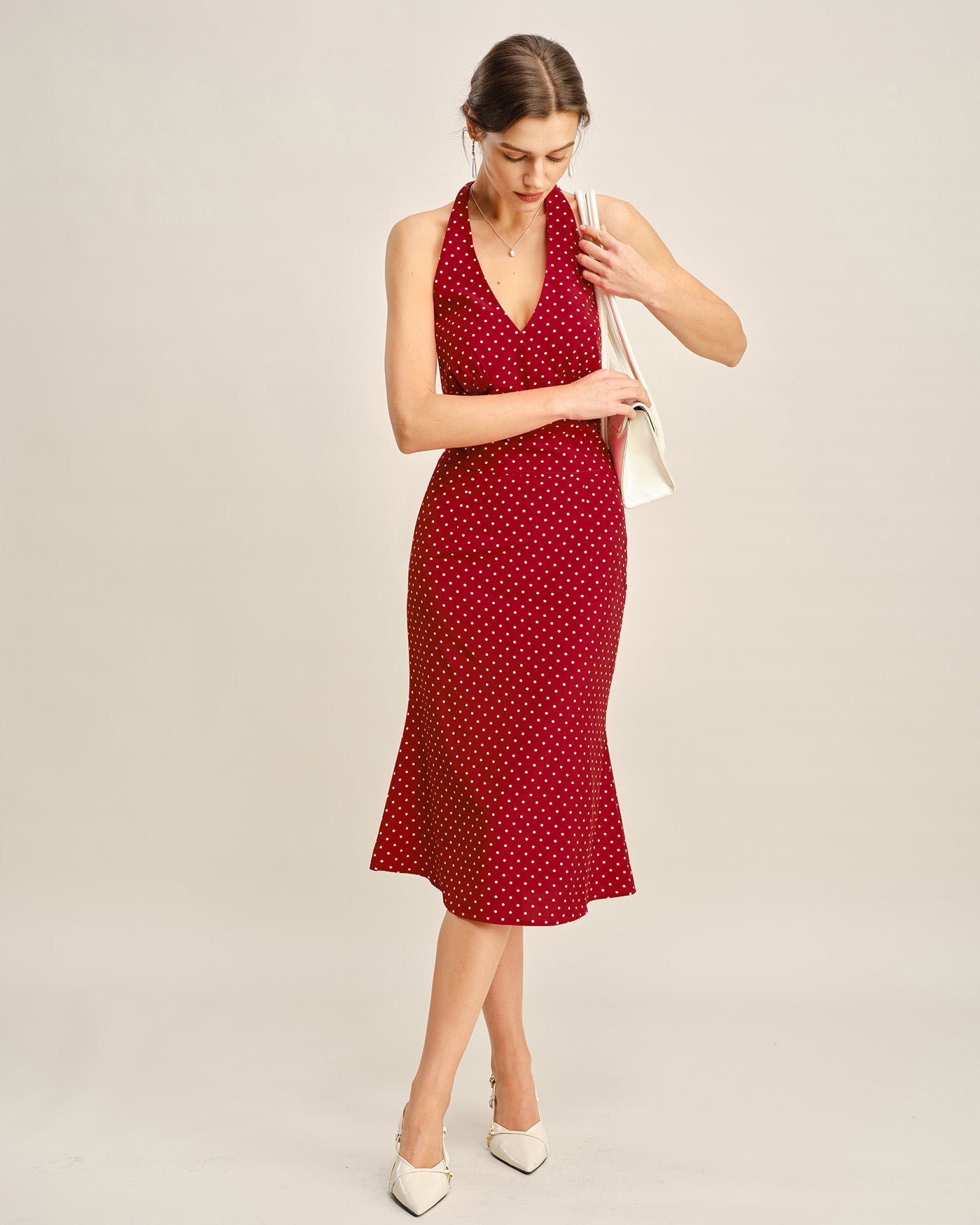 Röd Halterneck Polka Dot Cami Topp