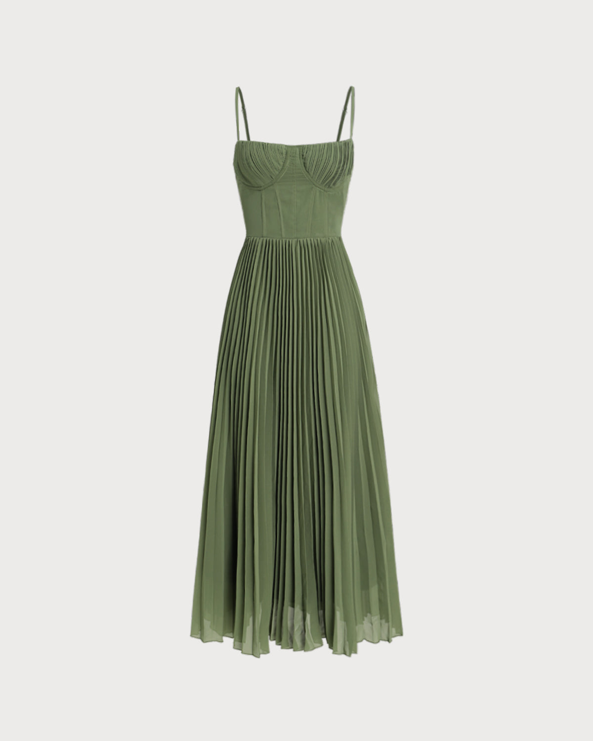 Grön Sweetheart Hals Flowy Slip Maxi Klänning