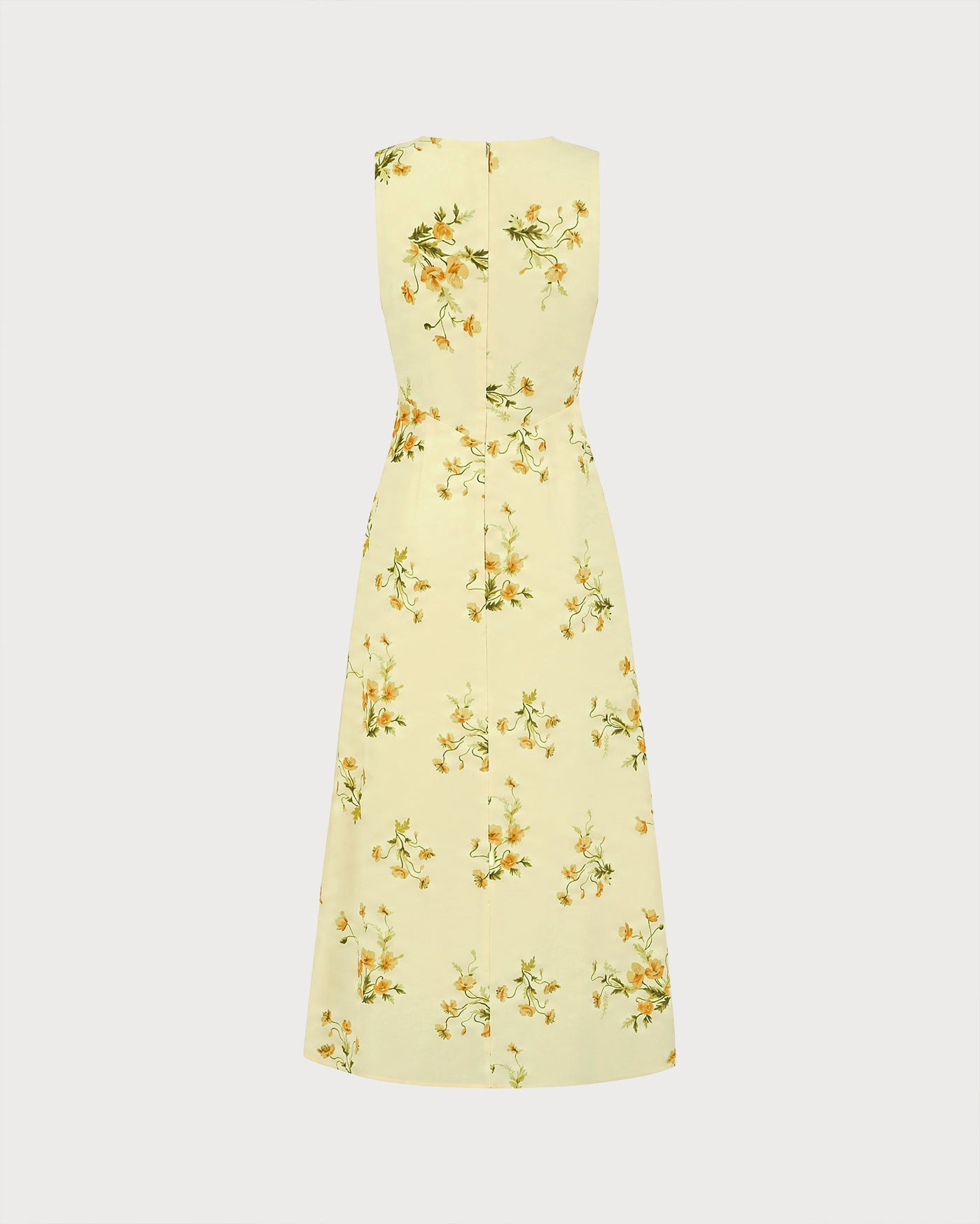 Gul V-ringad Blommig Chiffon Maxiklänning