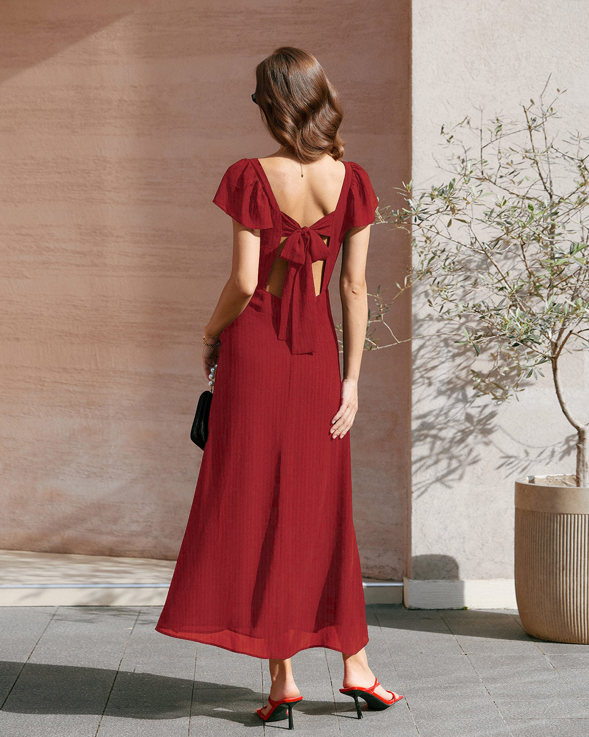 Röd Sweetheart Halsringning Jacquard Maxi Klänning