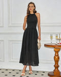 Svart Halter Tie Polka Dot Maxi Klänning