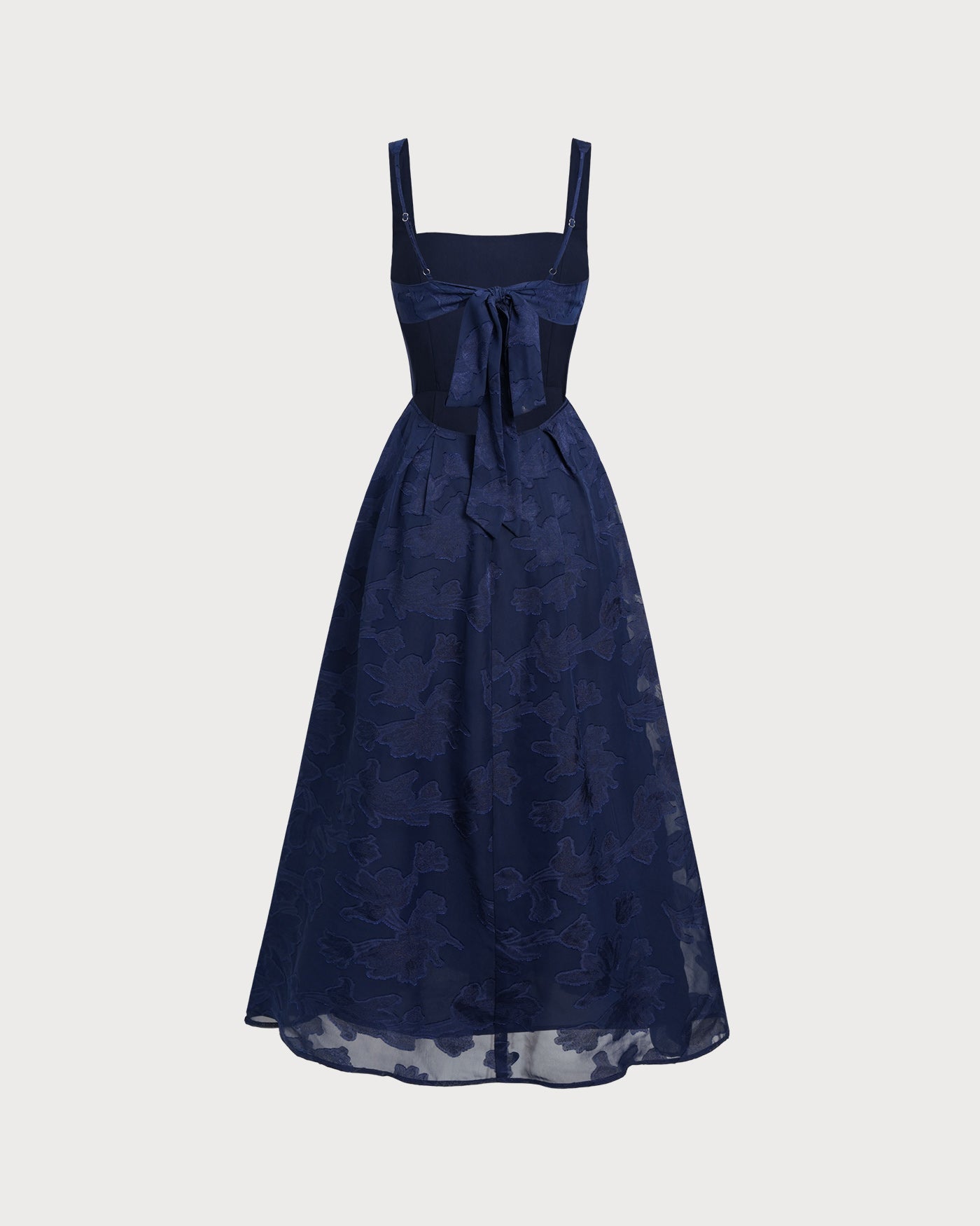 Marinblå Jacquard Slip Maxi Klänning