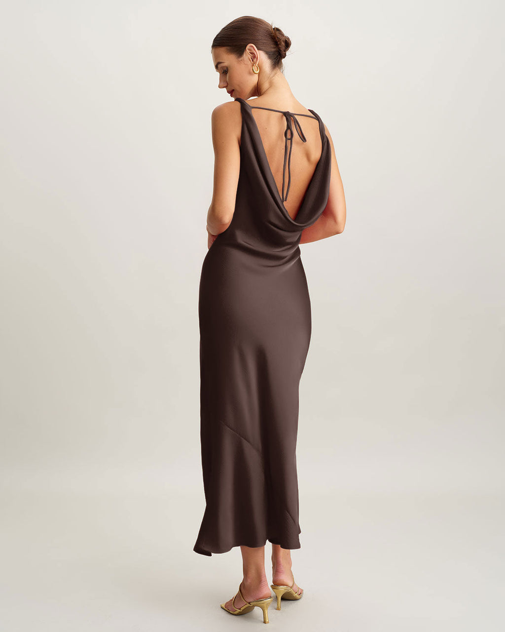 Kaffe Cowl Neck Satin Maxi Klänning