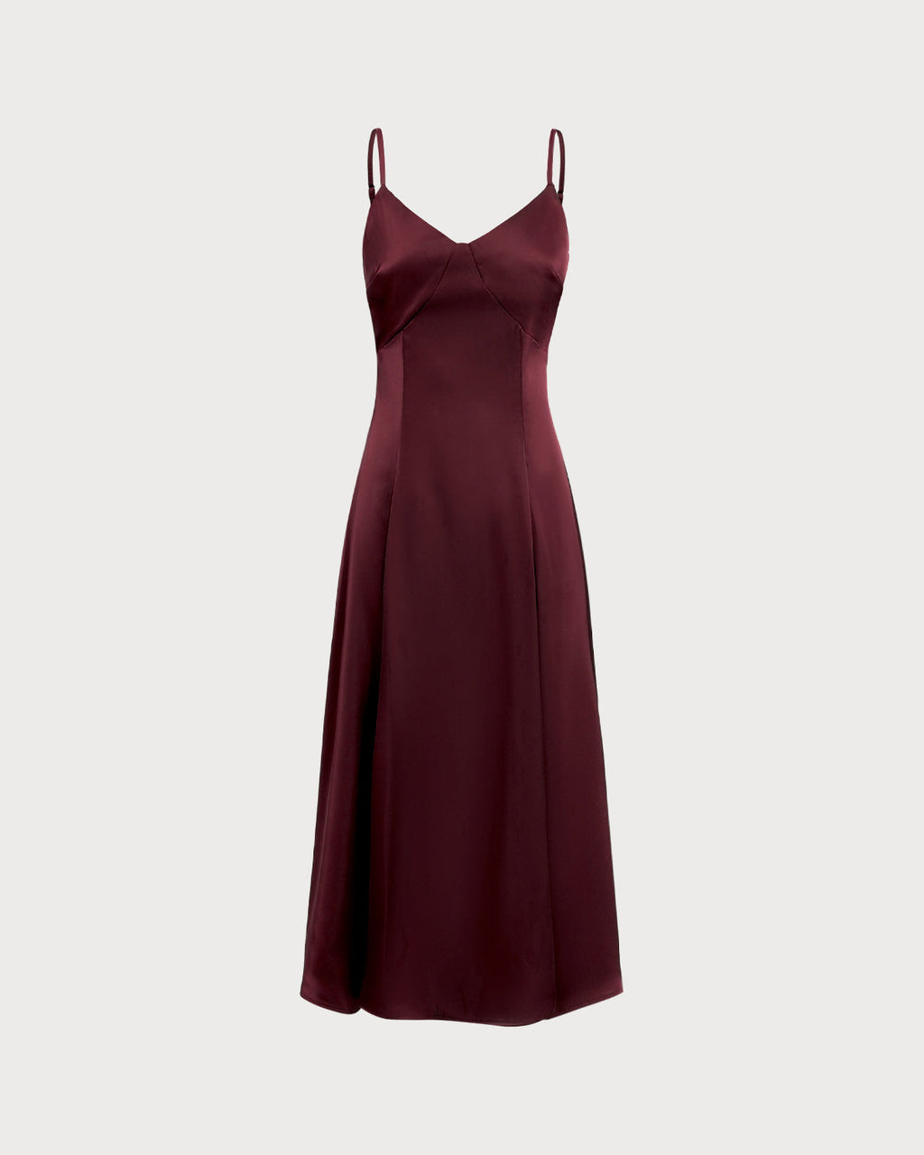 Vinröd Satin A-Linje Slip Maxi Klänning