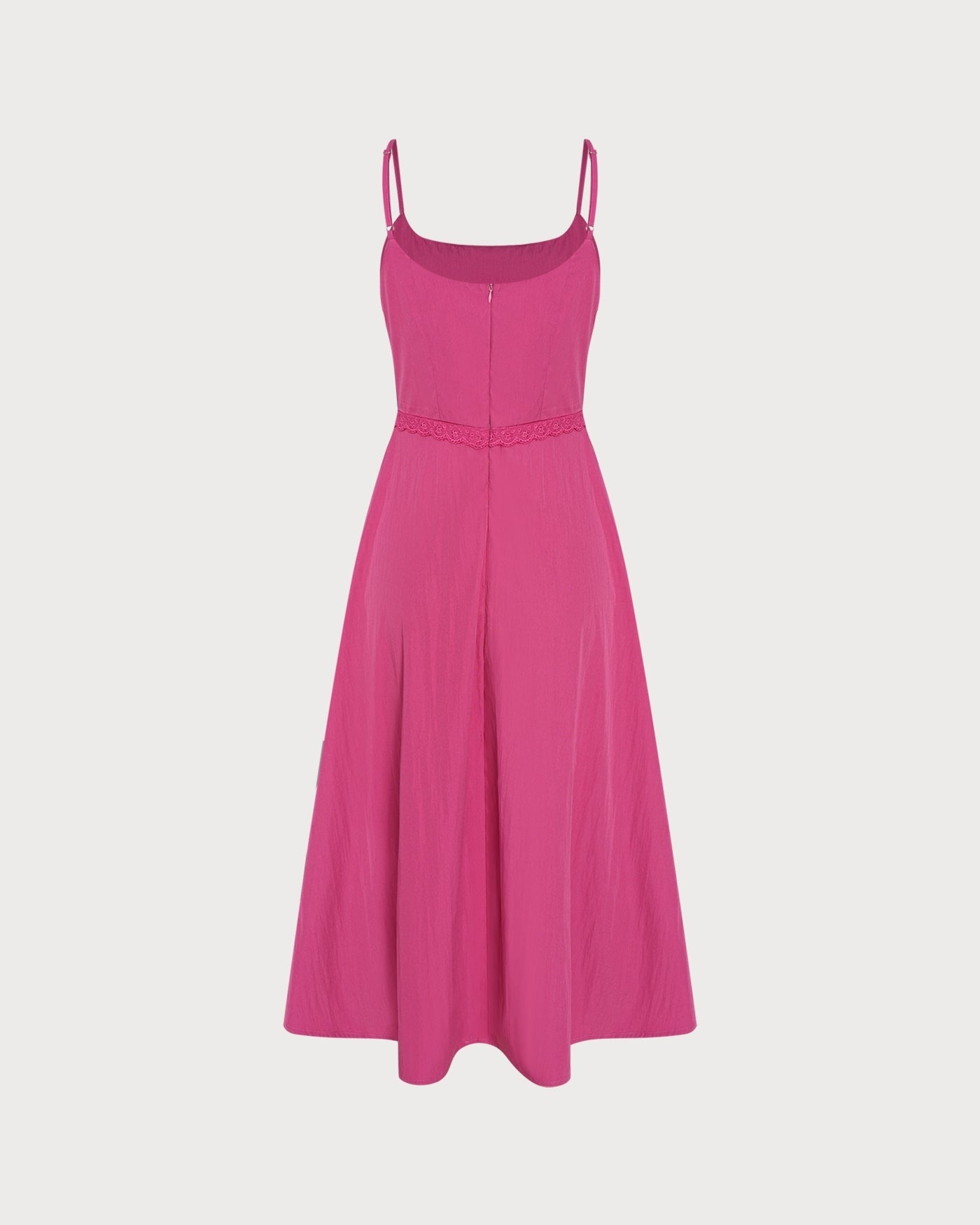 Rosa Spetsfickor Slip Midi Klänning